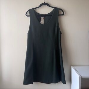 Uniqlo Brushed Jersey U Neck Dress Dark Green Small